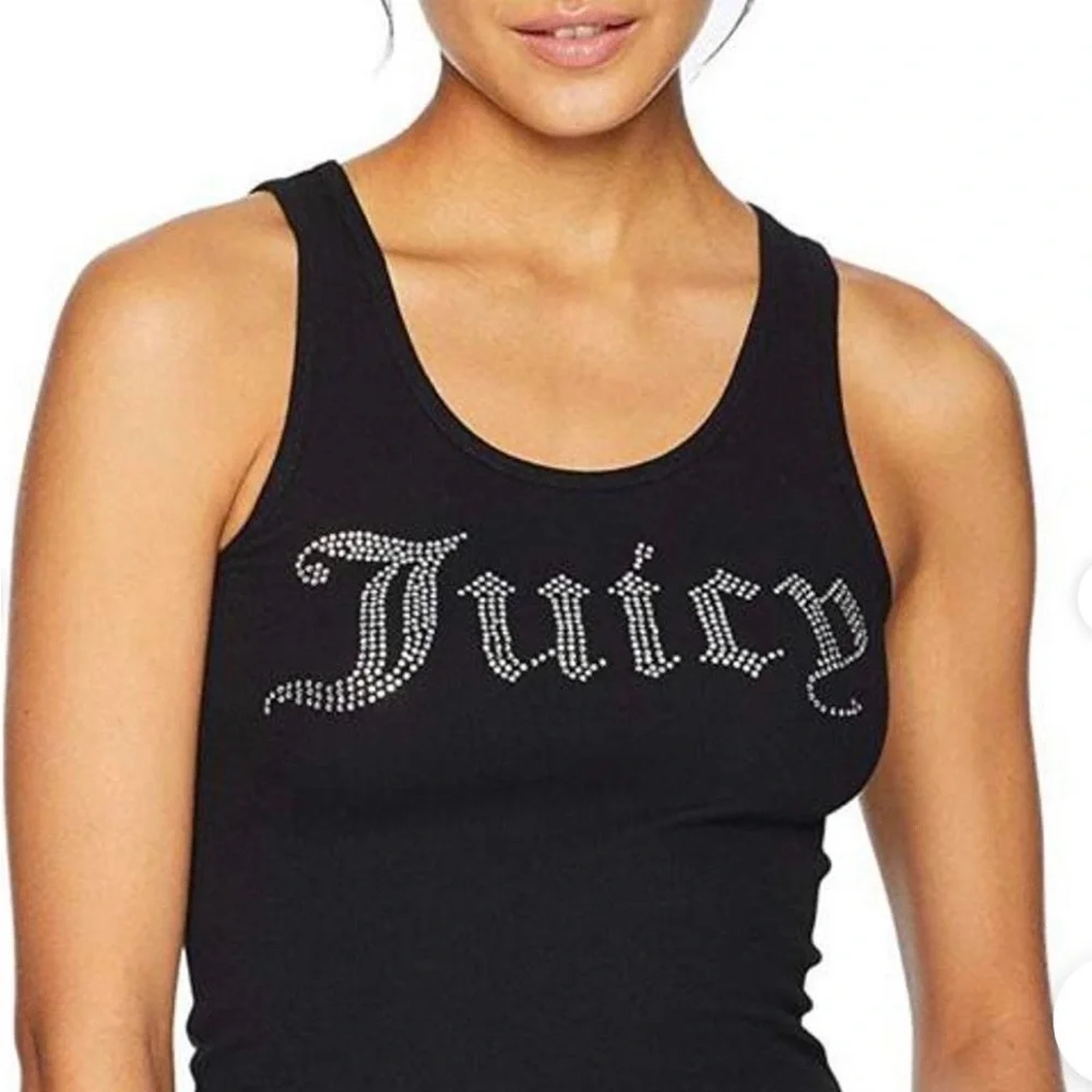 Juicy Couture Bling U Black Tank with Rhinestone Detail Size XL - Picture 6 of 6